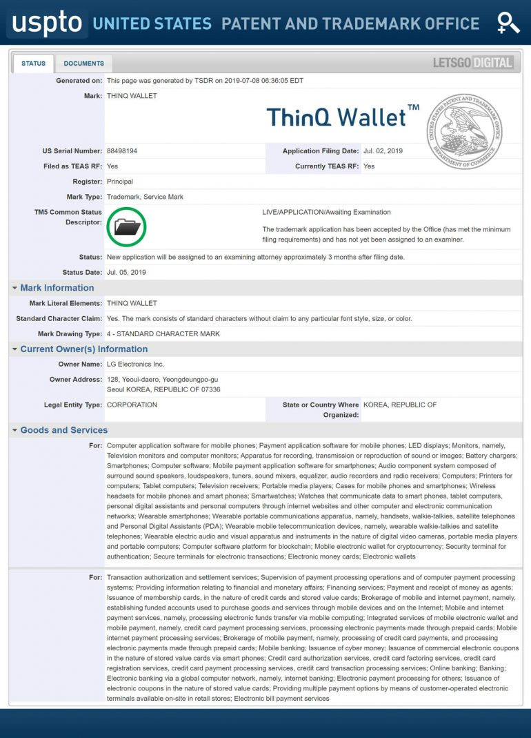 LG 申请 ThinQ Wallet 商标，加密数字钱包开启手机交易新时代